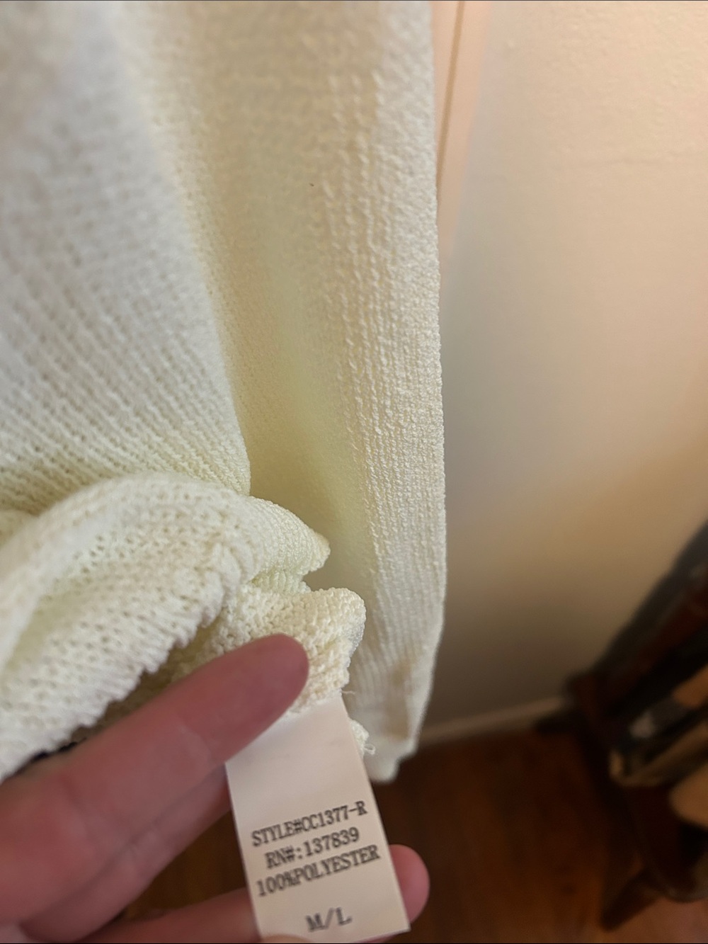 Cream 'Beach' Crewneck Sweater with Multicolor Stitching - Picture 5 of 6